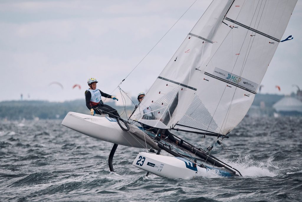 Paul Kohlhoff und Alica Stuhlemmer zeigten in Aarhus starke Einzelplatzierungen, doch Materialbruch und Kenterungen warfen die junge Crew zurück. Foto: Felix Diemer 